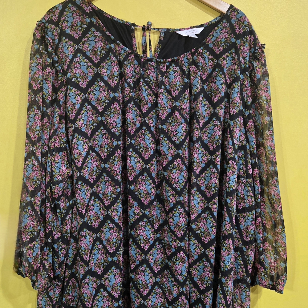 LC Lauren Conrad Brown Floral Blouse